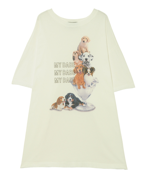 Candy Stripper（キャンディストリッパー）の「MY BABES BIG TEE（Tシャツ/カットソー・レディース・オフホワイト/ブラック/ブラウン・2）」の2枚目の写真