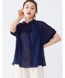 ドビーシフォンパッチワークブラウス