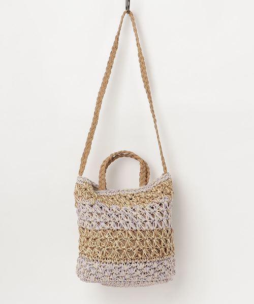 Sac sens（サックセンス）の「ソフトペーパー２ＷＡＹバッグ（かごバッグ・レディース・ネイビー/カーキ/ラベンダー・ﾌﾘ-）」の3枚目の写真