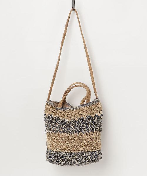 Sac sens（サックセンス）の「ソフトペーパー２ＷＡＹバッグ（かごバッグ・レディース・ネイビー/カーキ/ラベンダー・ﾌﾘ-）」の4枚目の写真