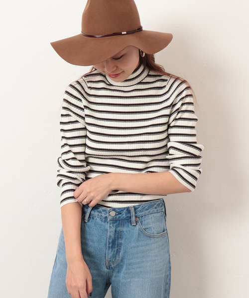 JOURNAL STANDARD relume（ジャーナルスタンダード　レリューム）の「ボトルネック リブプルオーバー（ニット/セーター・レディース・ブラック/ホワイト系その他/ホワイト系その他2/ブラック系その他・マルチサイズ）」の3枚目の写真