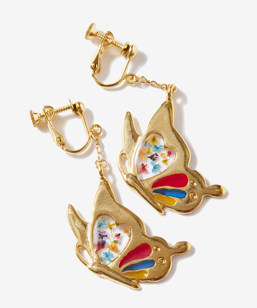 rehacer(レアセル)の「rehacer : Flower Butterfly Earrings Made in Japan / フラワーバタフライ イヤリング メイドインジャパン(イヤリング・レディース・シルバー/ゴールド・FREE)」の1枚目の写真
