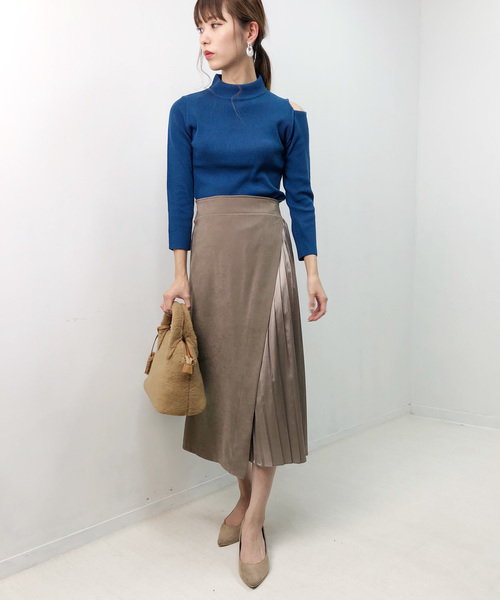 PICCIN(ピッチン)の「サイドプリーツ切り替えスカート(スカート・レディース・ブラック/グレイッシュベージュ/レンガ・MEDIUM/LARGE)」の6枚目の写真