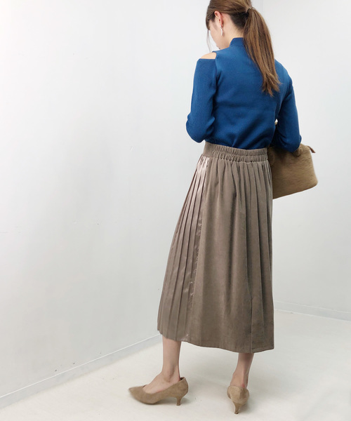 PICCIN(ピッチン)の「サイドプリーツ切り替えスカート(スカート・レディース・ブラック/グレイッシュベージュ/レンガ・MEDIUM/LARGE)」の8枚目の写真