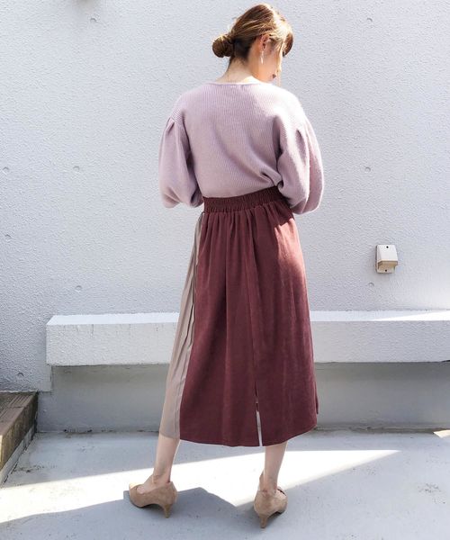 PICCIN(ピッチン)の「サイドプリーツ切り替えスカート(スカート・レディース・ブラック/グレイッシュベージュ/レンガ・MEDIUM/LARGE)」の17枚目の写真