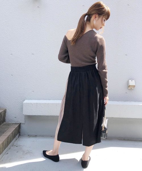 PICCIN(ピッチン)の「サイドプリーツ切り替えスカート(スカート・レディース・ブラック/グレイッシュベージュ/レンガ・MEDIUM/LARGE)」の11枚目の写真