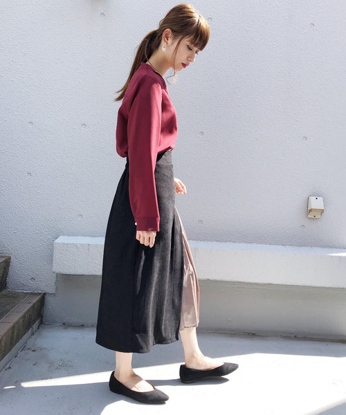 PICCIN(ピッチン)の「サイドプリーツ切り替えスカート(スカート・レディース・ブラック/グレイッシュベージュ/レンガ・MEDIUM/LARGE)」の13枚目の写真
