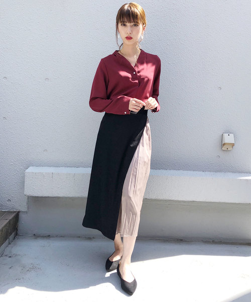 PICCIN(ピッチン)の「サイドプリーツ切り替えスカート(スカート・レディース・ブラック/グレイッシュベージュ/レンガ・MEDIUM/LARGE)」の14枚目の写真