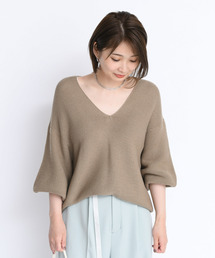 DouDou | 袖ボリュームVプルオーバー(ニット/セーター)