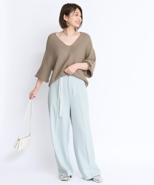 DouDou（ドゥドゥ）の「袖ボリュームVプルオーバー（ニット/セーター・レディース・キナリ/ベージュ/ピンク・FREE）」の21枚目の写真