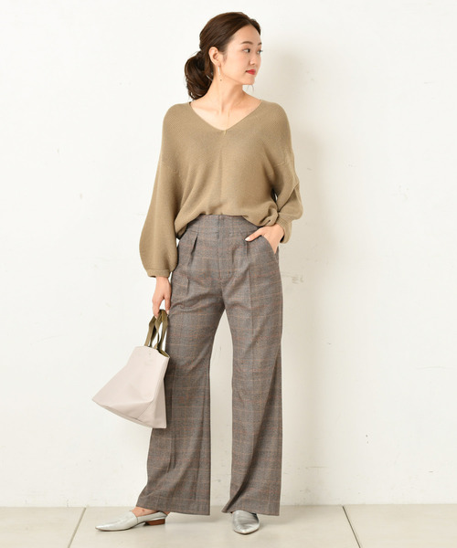 DouDou（ドゥドゥ）の「袖ボリュームVプルオーバー（ニット/セーター・レディース・キナリ/ベージュ/ピンク・FREE）」の15枚目の写真