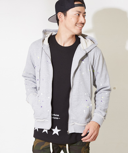 セール ペンキ加工 裏毛 スウェット ジップアップパーカー セットアップ対応 パーカー Improves インプローブス のファッション通販 Zozotown