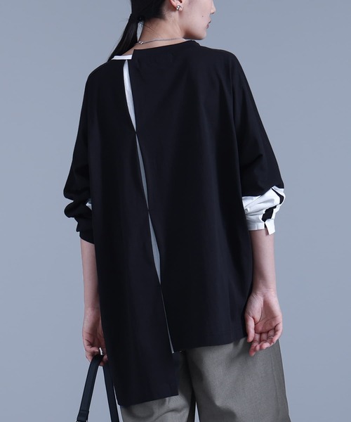 kOhAKU(コハク)の「アシンメトリー配色タックカットソー(Tシャツ/カットソー・レディース・ブラック/オフホワイト・1/2)」の14枚目の写真