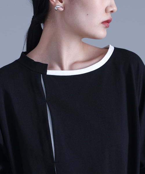 kOhAKU(コハク)の「アシンメトリー配色タックカットソー(Tシャツ/カットソー・レディース・ブラック/オフホワイト・1/2)」の18枚目の写真