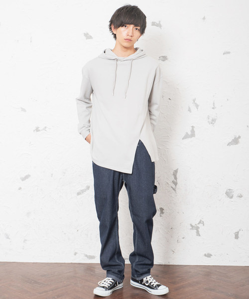 MinoriTY（マイノリティ）の「オーバーサイズ 長袖 カットワーク デザイン ビッグシルエット プルパーカー（パーカー・メンズ・ライトグレー/ブラック/パープル・M/L）」の14枚目の写真