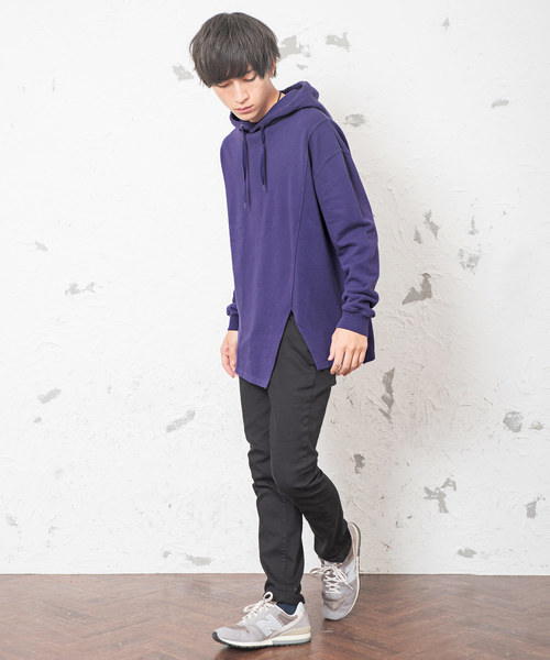 MinoriTY（マイノリティ）の「オーバーサイズ 長袖 カットワーク デザイン ビッグシルエット プルパーカー（パーカー・メンズ・ライトグレー/ブラック/パープル・M/L）」の6枚目の写真