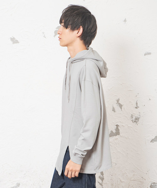 MinoriTY（マイノリティ）の「オーバーサイズ 長袖 カットワーク デザイン ビッグシルエット プルパーカー（パーカー・メンズ・ライトグレー/ブラック/パープル・M/L）」の10枚目の写真