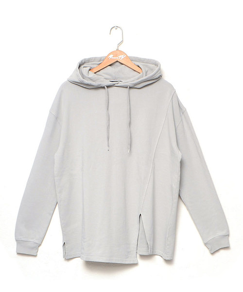 MinoriTY（マイノリティ）の「オーバーサイズ 長袖 カットワーク デザイン ビッグシルエット プルパーカー（パーカー・メンズ・ライトグレー/ブラック/パープル・M/L）」の4枚目の写真