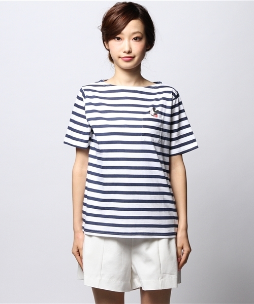 ROSE BUD(ローズバッド)の「S-LCTT-14128 PATCHPK MICKEY S/S-T(Tシャツ/カットソー・レディース・ホワイト/ストライプ・ONE SIZE)」の11枚目の写真