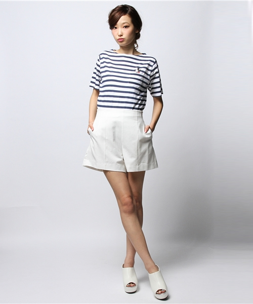 ROSE BUD(ローズバッド)の「S-LCTT-14128 PATCHPK MICKEY S/S-T(Tシャツ/カットソー・レディース・ホワイト/ストライプ・ONE SIZE)」の8枚目の写真