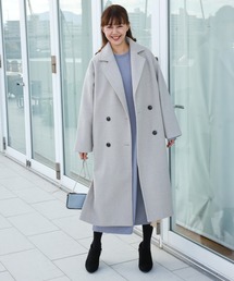 n'ee-ne | フェイク杢メルトンダブルコート(チェスターコート)