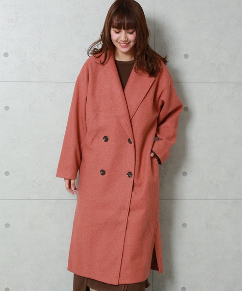 n'ee-ne（ネーネ）の「フェイク杢メルトンダブルコート（チェスターコート・レディース・ブラック/モカ/テラコッタ/オートミール/オレンジ・FREE）」の13枚目の写真