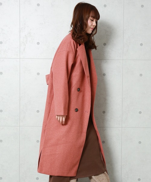 n'ee-ne（ネーネ）の「フェイク杢メルトンダブルコート（チェスターコート・レディース・ブラック/モカ/テラコッタ/オートミール/オレンジ・FREE）」の16枚目の写真