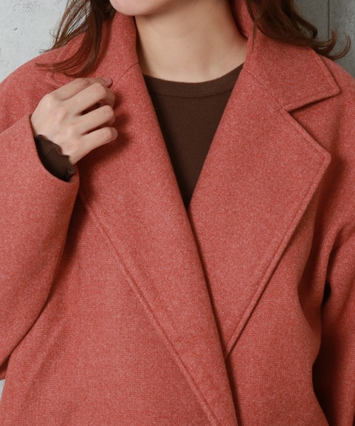 n'ee-ne（ネーネ）の「フェイク杢メルトンダブルコート（チェスターコート・レディース・ブラック/モカ/テラコッタ/オートミール/オレンジ・FREE）」の17枚目の写真