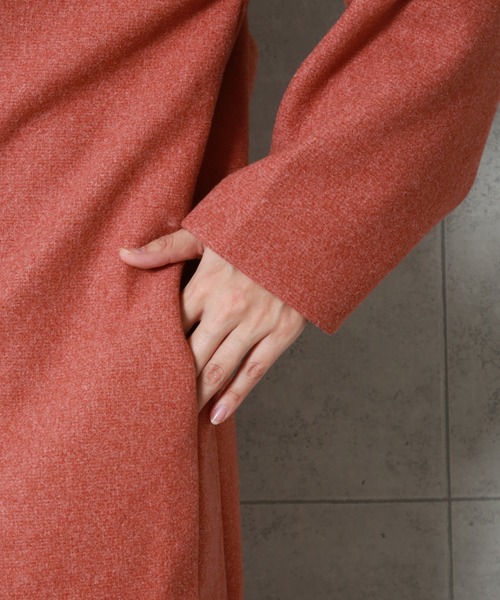 n'ee-ne（ネーネ）の「フェイク杢メルトンダブルコート（チェスターコート・レディース・ブラック/モカ/テラコッタ/オートミール/オレンジ・FREE）」の21枚目の写真
