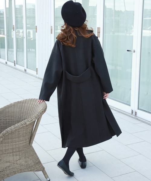 n'ee-ne（ネーネ）の「フェイク杢メルトンダブルコート（チェスターコート・レディース・ブラック/モカ/テラコッタ/オートミール/オレンジ・FREE）」の12枚目の写真