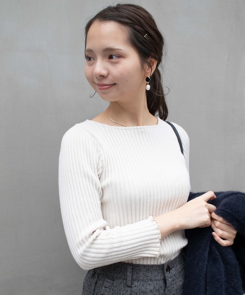 flower（フラワー）の「スムースパフトップ（Tシャツ/カットソー・レディース・グレー/アイボリー・FREE）」の2枚目の写真