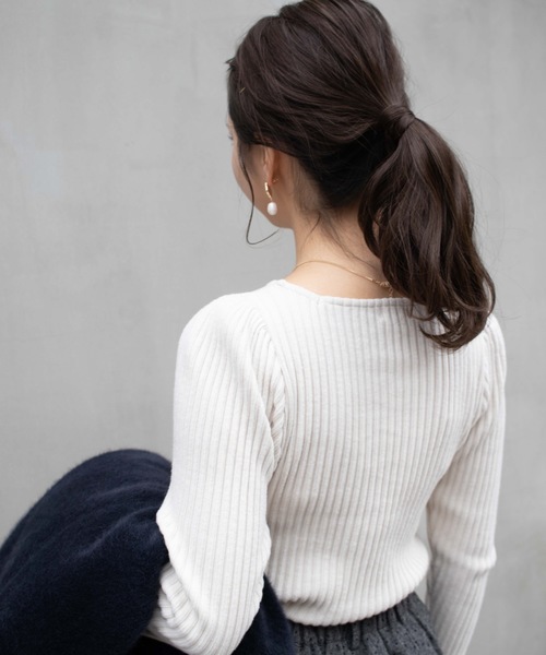 flower（フラワー）の「スムースパフトップ（Tシャツ/カットソー・レディース・グレー/アイボリー・FREE）」の6枚目の写真