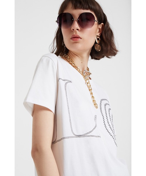 Desigual（デシグアル）の「【2020年春夏】LOVE文字入りTシャツ（Tシャツ/カットソー・レディース・ホワイト・2L/SS/S/M/L）」の9枚目の写真