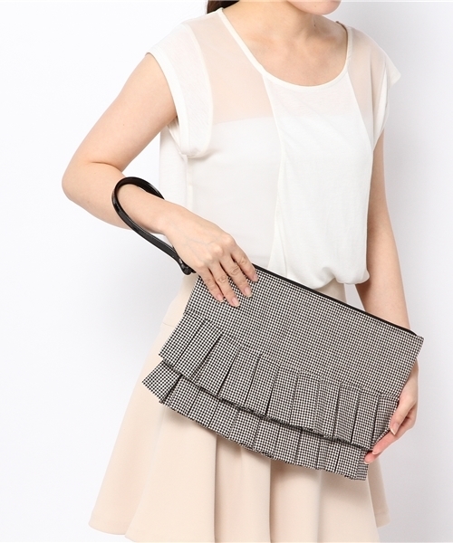 WHO'S WHO gallery（フーズフーギャラリー）の「フリルクラッチ（クラッチバッグ・レディース・グリーン/ブラック・FREE）」の5枚目の写真