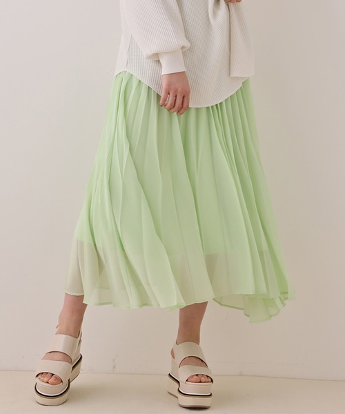 one after another NICE CLAUP（ワンアフターアナザーナイスクラップ）の「変形プリーツスカート（スカート・レディース・ホワイト系その他/ブラック系その他/グリーン/グリーン系その他/ピンク・FREE）」の3枚目の写真
