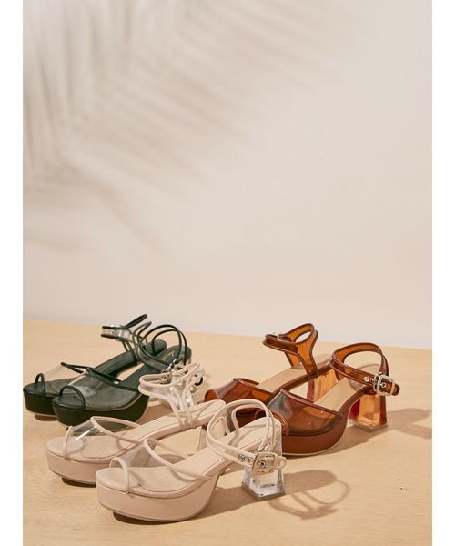 dazzlin（ダズリン）の「クリアヒールカラーサンダル【WEB限定】（サンダル・レディース・ブラック/ブラウン/クリア・MEDIUM/LARGE）」の6枚目の写真