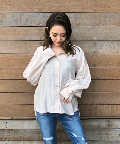 ENVYM（アンビー）の「パフスリーブシアーＳＨ（シャツ/ブラウス・レディース・グリーン/ベージュ/ホワイト・FREE）」の3枚目の写真