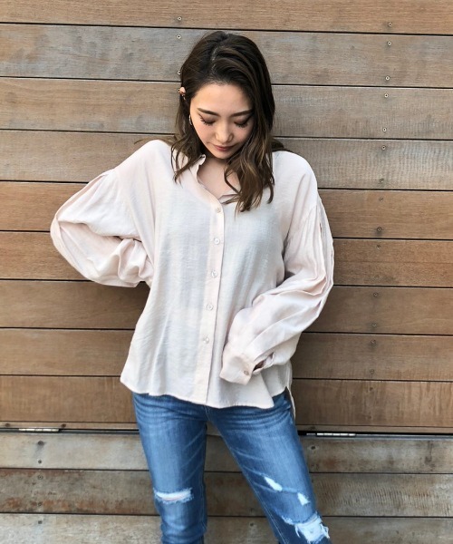 ENVYM（アンビー）の「パフスリーブシアーＳＨ（シャツ/ブラウス・レディース・グリーン/ベージュ/ホワイト・FREE）」の15枚目の写真