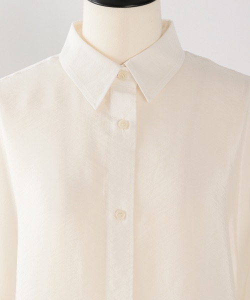 yuw（ユウ）の「シアーシャツＳＳ　887886（シャツ/ブラウス・レディース・オフホワイト/ベージュ/カーキ/パープル・FREE）」の9枚目の写真