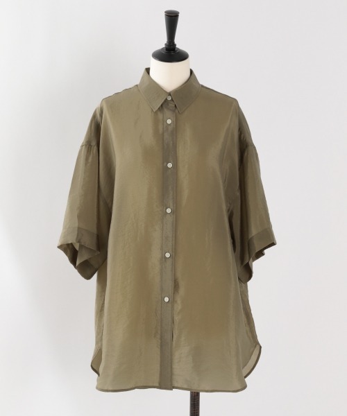 yuw（ユウ）の「シアーシャツＳＳ　887886（シャツ/ブラウス・レディース・オフホワイト/ベージュ/カーキ/パープル・FREE）」の13枚目の写真