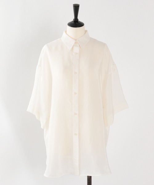 yuw（ユウ）の「シアーシャツＳＳ　887886（シャツ/ブラウス・レディース・オフホワイト/ベージュ/カーキ/パープル・FREE）」の11枚目の写真