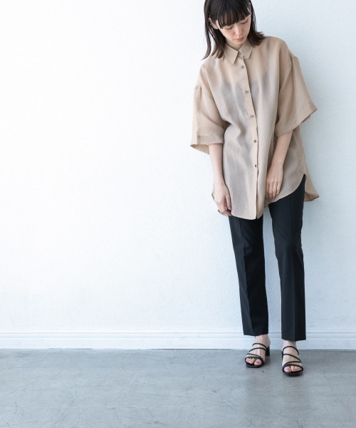 yuw（ユウ）の「シアーシャツＳＳ　887886（シャツ/ブラウス・レディース・オフホワイト/ベージュ/カーキ/パープル・FREE）」の21枚目の写真