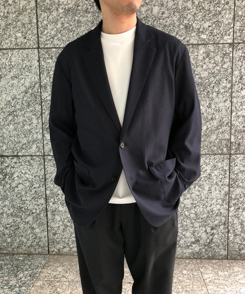 ADAM ET ROPE'(アダムエロペ)の「〈吸水速乾・通気性・ウォッシャブル〉リネンライクオーバージャケット(テーラードジャケット・メンズ・ネイビー/ブラウン系その他・M/L)」の11枚目の写真