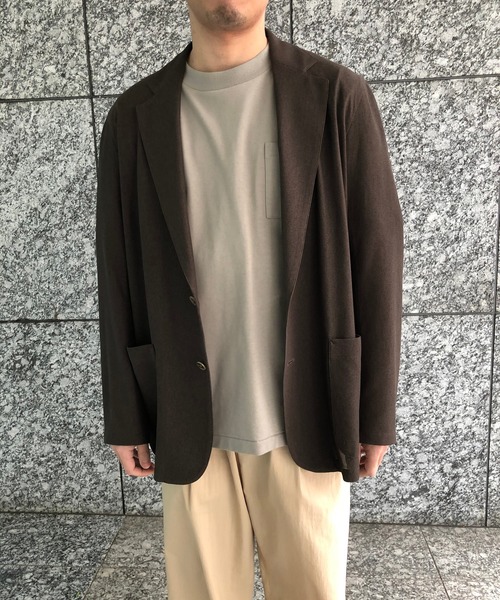 ADAM ET ROPE'(アダムエロペ)の「〈吸水速乾・通気性・ウォッシャブル〉リネンライクオーバージャケット(テーラードジャケット・メンズ・ネイビー/ブラウン系その他・M/L)」の9枚目の写真