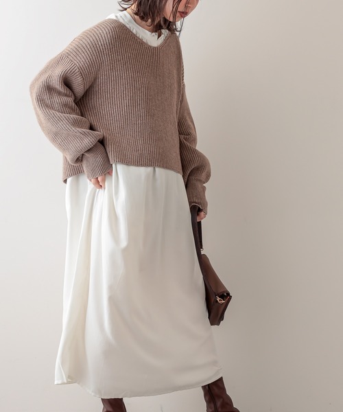 natural couture（ナチュラルクチュール）の「バルーンスリーブギャザーOP（ワンピース・レディース・オフホワイト/モカ/ベージュ・FREE）」の4枚目の写真