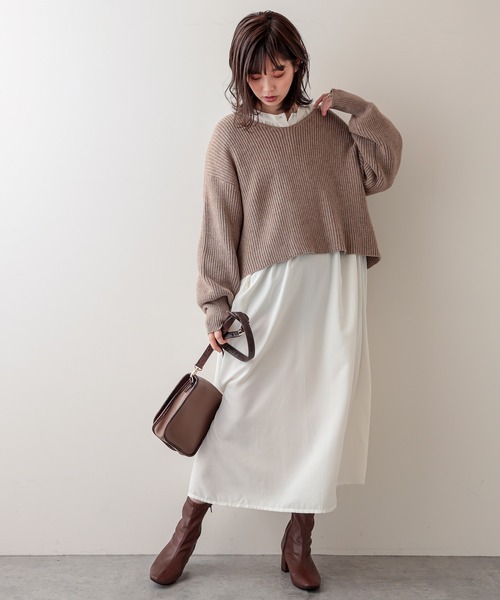 natural couture（ナチュラルクチュール）の「バルーンスリーブギャザーOP（ワンピース・レディース・オフホワイト/モカ/ベージュ・FREE）」の16枚目の写真