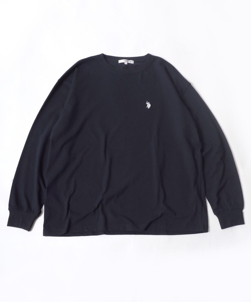 U.S. POLO ASSN.（ユーエスポロアッスン）の「【U.S. POLO ASSN.】 ビッグシルエット ワンポイント刺繍 クルーネック 長袖Ｔシャツ/無地Ｔ（Tシャツ/カットソー・メンズ・ホワイト/ブラック/ベージュ/ネイビー/ダークグリーン/ブルー・LL/M/L）」の5枚目の写真