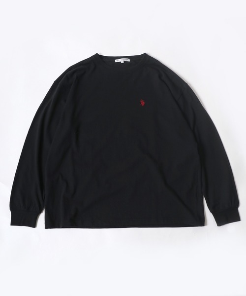 U.S. POLO ASSN.（ユーエスポロアッスン）の「【U.S. POLO ASSN.】 ビッグシルエット ワンポイント刺繍 クルーネック 長袖Ｔシャツ/無地Ｔ（Tシャツ/カットソー・メンズ・ホワイト/ブラック/ベージュ/ネイビー/ダークグリーン/ブルー・LL/M/L）」の3枚目の写真