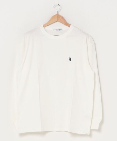 U.S. POLO ASSN.（ユーエスポロアッスン）の「【U.S. POLO ASSN.】 ビッグシルエット ワンポイント刺繍 クルーネック 長袖Ｔシャツ/無地Ｔ（Tシャツ/カットソー・メンズ・ホワイト/ブラック/ベージュ/ネイビー/ダークグリーン/ブルー・LL/M/L）」の8枚目の写真