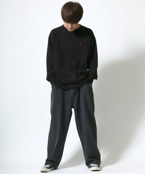 U.S. POLO ASSN.（ユーエスポロアッスン）の「【U.S. POLO ASSN.】 ビッグシルエット ワンポイント刺繍 クルーネック 長袖Ｔシャツ/無地Ｔ（Tシャツ/カットソー・メンズ・ホワイト/ブラック/ベージュ/ネイビー/ダークグリーン/ブルー・LL/M/L）」の14枚目の写真